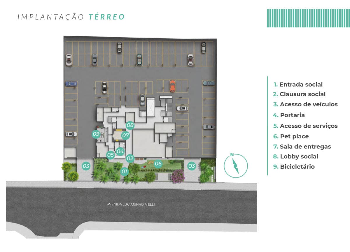Implantação do térreo do empreendimento
