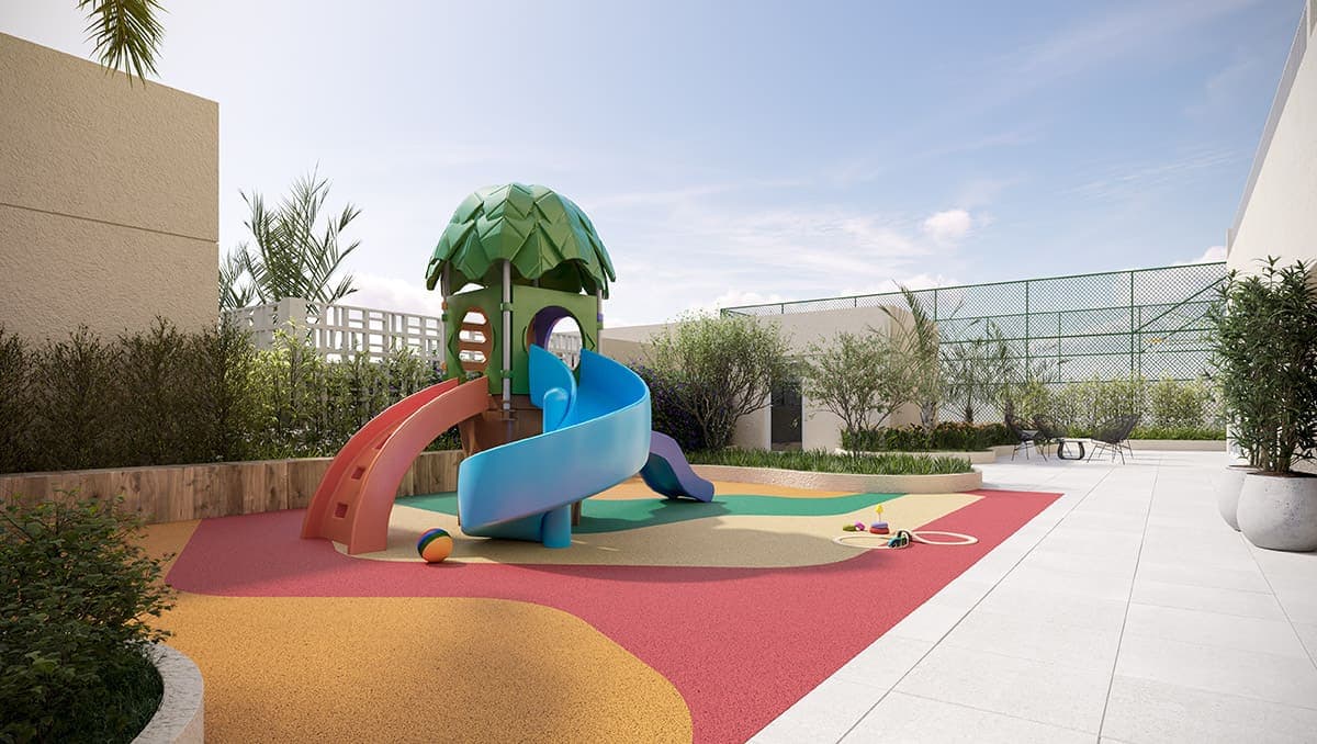 Perspectiva ilustrada do playground infantil