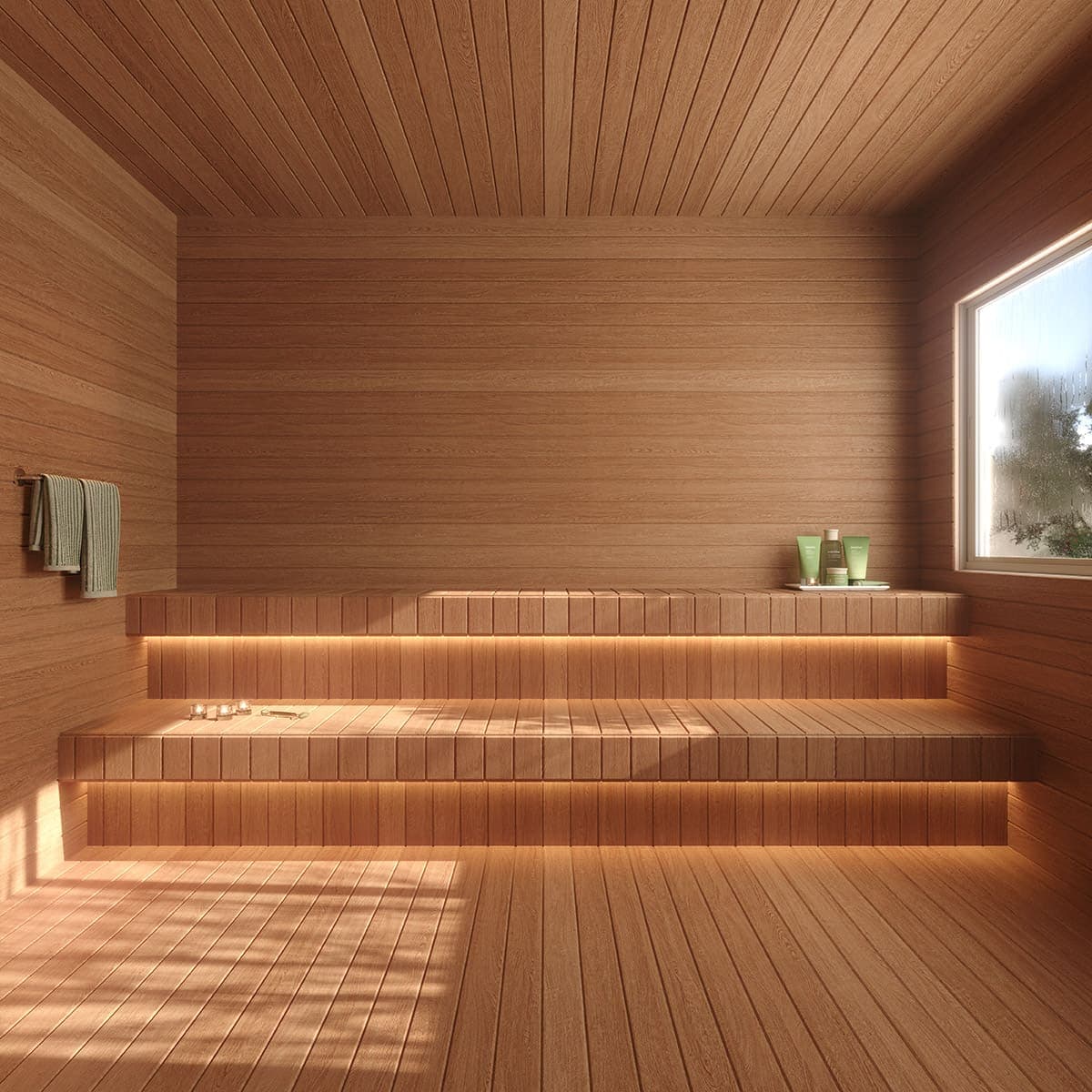 Perspectiva ilustrada da sauna seca